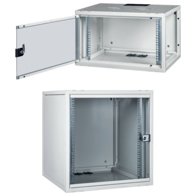 LINK LK1912U45P Serie EAVI Armadio Rack 19'' 12U Profondita' 450 mm Da Assemblare con Porta in Vetro di Sicurezza Fumé e Serratura colore Grigio