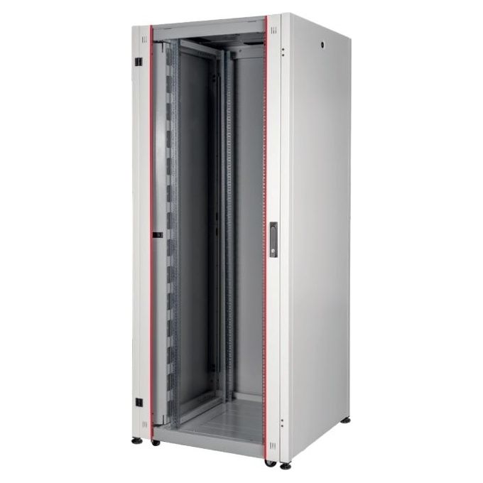 LINK LK1922U66PV Serie EAVI Armadio Rack per Reti 19'' 22U con Porta in Vetro Temperato Fumé e Montanti Regolabili colore Grigio