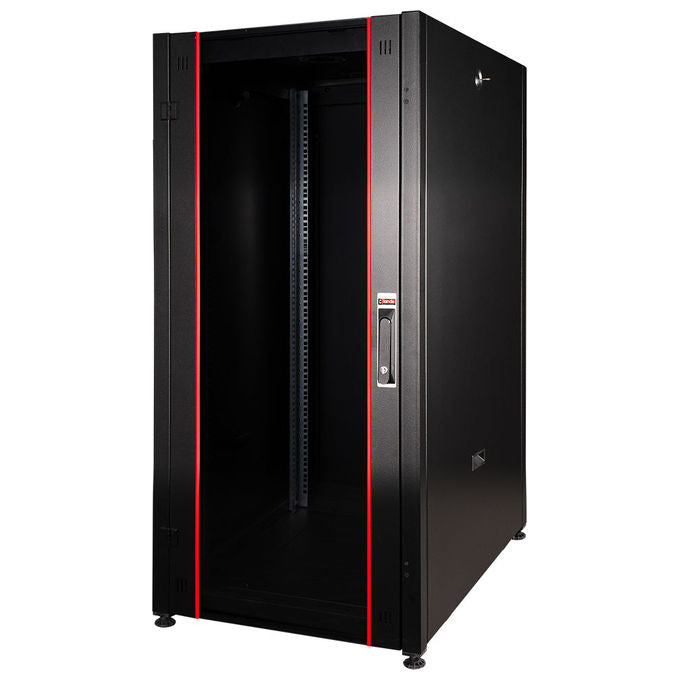LINK LK1926U66PVN Serie EAVI Armadio Rack per Reti 19'' 26U Porta in Vetro con Serratura e Montanti Regolabili colore Nero