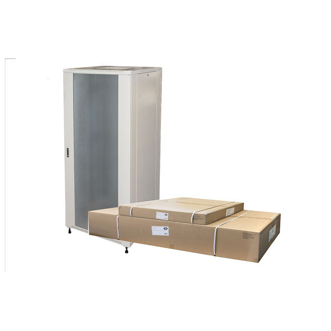 LINK LK1942U88GFP Armadio Rack 19'' 42U 800 mm Larghezza con Porta in Vetro di Sicurezza e Guidacavi Laterale colore Grigio