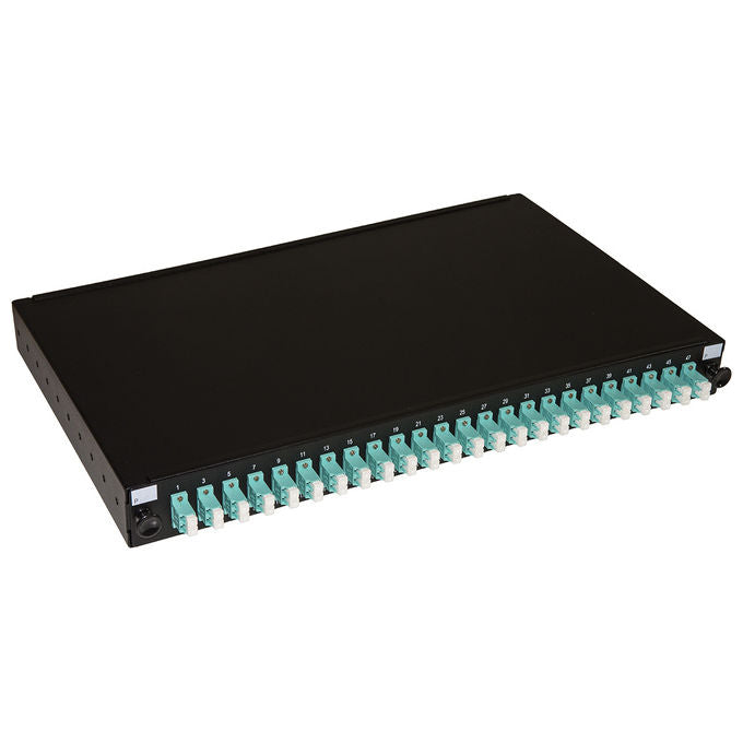 Link Pannello Fibra Ottica 19'' con 24 Adattatori LC Duplex Om3 Profondita' 250mm con Pigtail Installati Nero