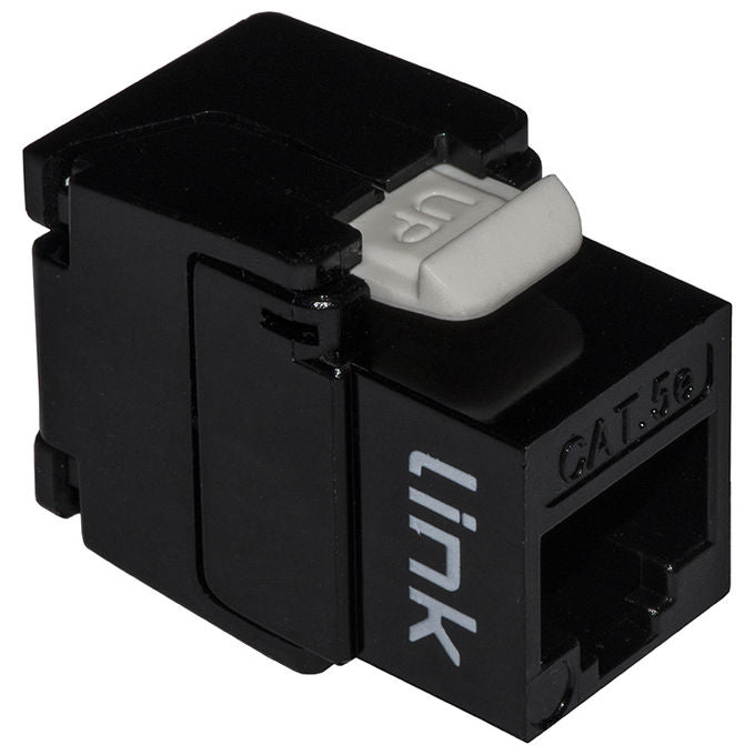 Link Presa Rete Keystone Jack Rj45 Categoria 5e Utp Tooless Nero 180° Contatti Dorati 50 Micron