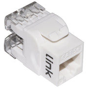 Link Presa Rete Keystone Jack Rj45 Categoria 5e Utp Bianco 180° Contatti Dorati 50 Micron