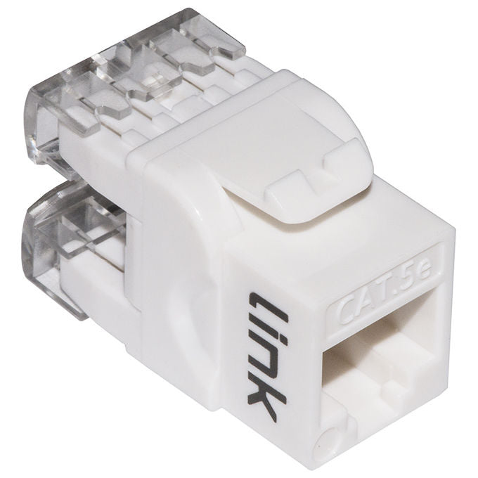Link Presa Rete Keystone Jack Rj45 Categoria 5e Utp Bianco 180° Contatti Dorati 50 Micron