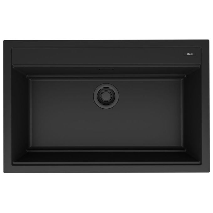 Elleci lavello monovasca Best 130, 79x51 cm, sopratop, keratek nero 86, piletta Flow Pro Black, LKB13086BKM