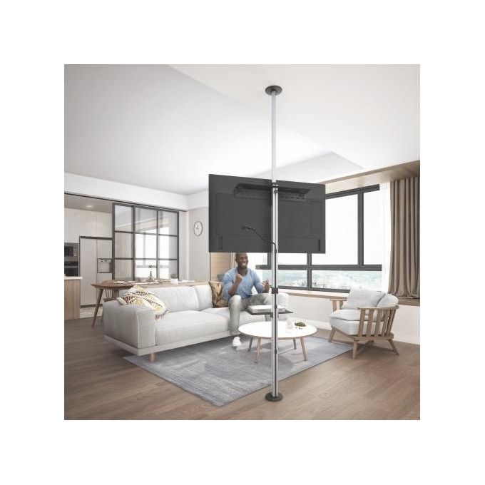 Link LKBR61 Asta Supporto TV Pavimento Soffitto 37'' 70'' Regolabile 870-1625 mm 360° con Ripiano 35 Kg VESA 600x400