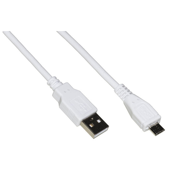Link cavo micro usb 2.0 Bianco mt 1 in rame per ricarica veloce e scambio dati