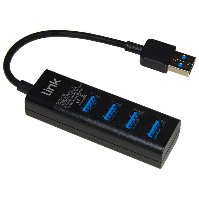 Link LKHUB304 Hub USB 4 Porte USB 3.0 Superspeed Cavo 15cm PlugandPlay colore Nero