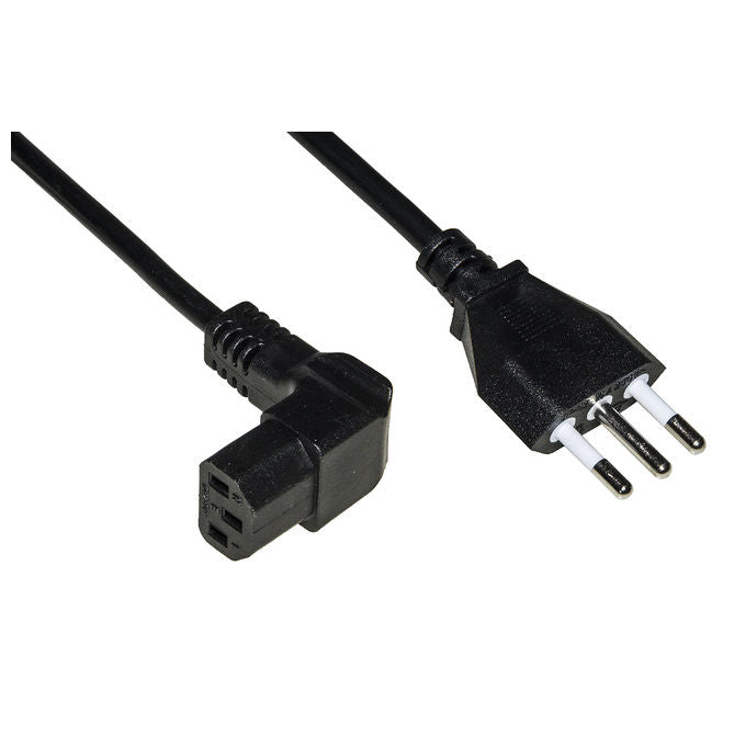 Link cavo alimentazione spina italiana tripolare 10 a - presa 90 gradi iec mt.1.8