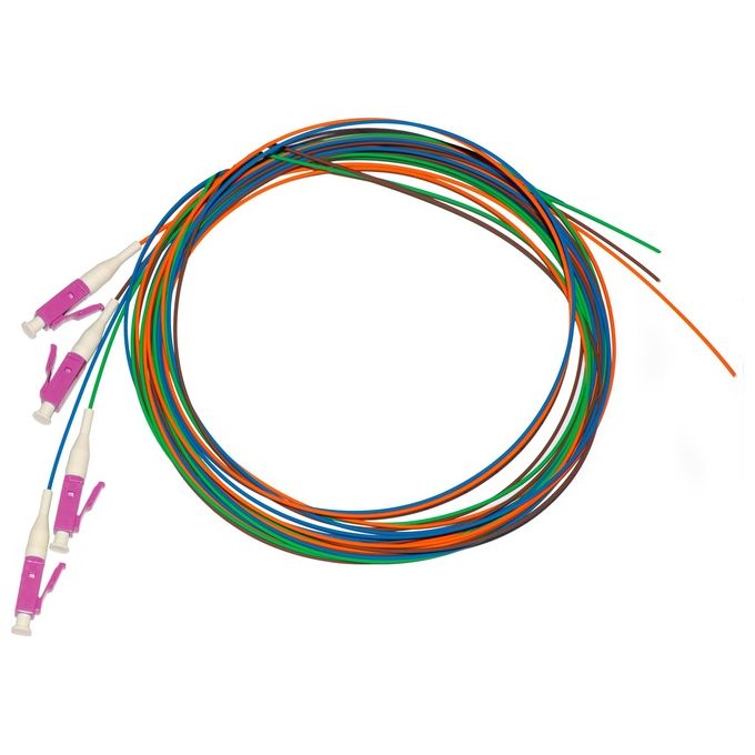 Link LKLC4PT4 Confezione 4 Pigtail Fibra Ottica Multimode OM4 Connettore LC Simplex 2 m