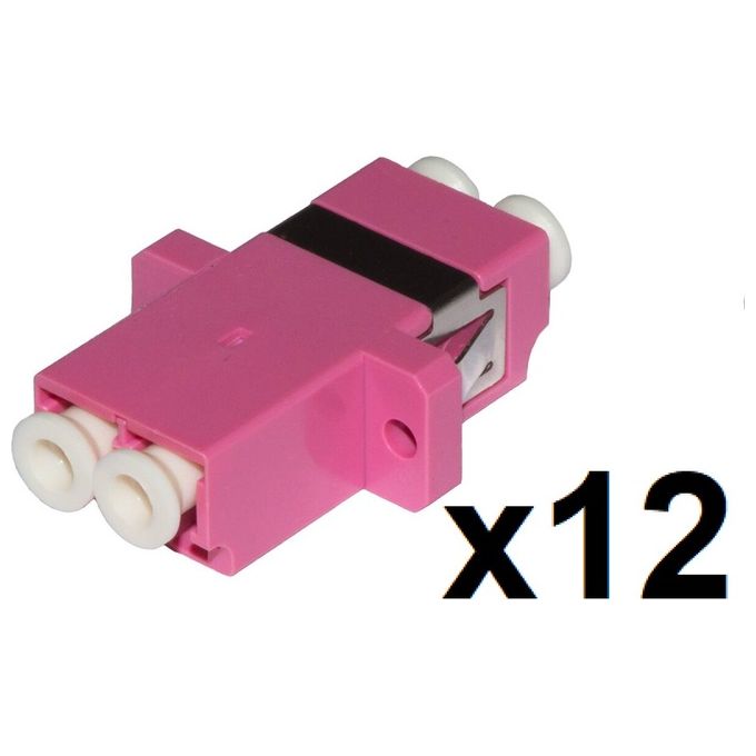 Link LKLCD412 Adattatori Fibra Ottica LC LC Duplex Multimode OM4 Bussola Accoppiatore Zirconio Ceramico Confezione 12 pezzi colore Rosa