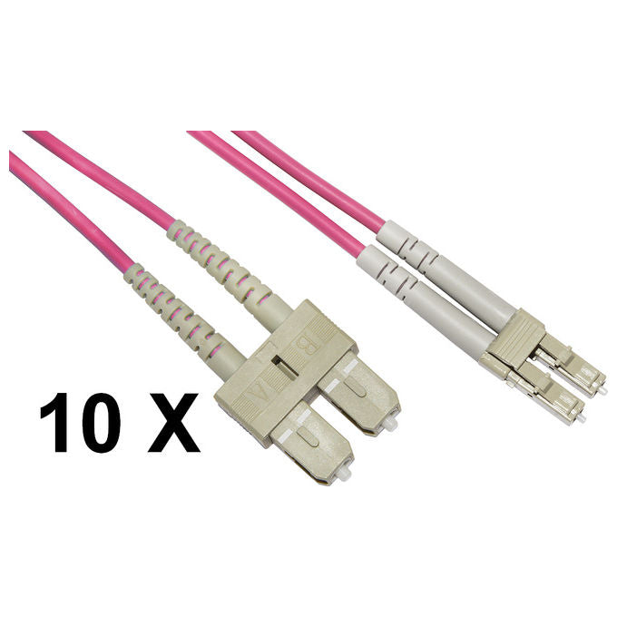 LINK LKLCSC4505E Cavo Fibra Ottica LC a SC Multimodale OM4 50-125 micron 5 metri Duplex Guaina 2 mm colore Viola