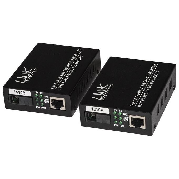 Link coppia media converter 10-100base-t a 100base-fx singlemode wdm singola fibra bidirezionale 1310-1550nm