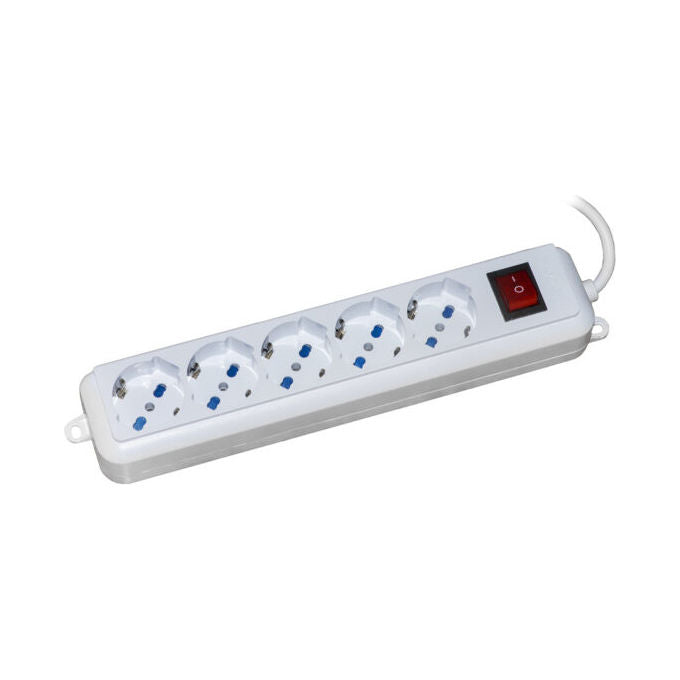 Digitus Multipresa 5 Prese Universali Ita-Schuko 10-16A - Spina 16A con Interruttore 5mt Bianco