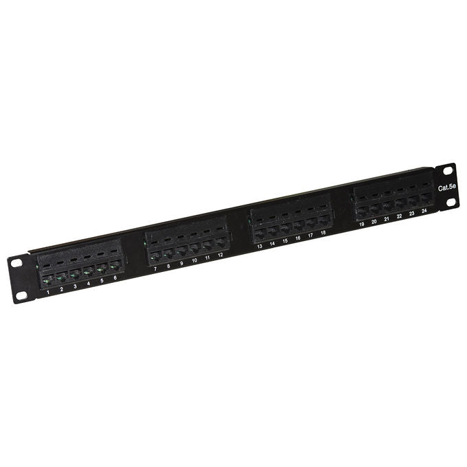 Link LKP5E24110 Pannello Patch 24 Porte UTP CAT5e Morsettiera 110 IDC Rack 19'' 1U POE POE+ colore Nero