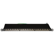 LINK LKP6A24SA Pannello Patch 24 Porte Categoria 6A Schermato 0,5 Unita' Rack con Barra Supporto Cavi e Connettori Inclusi colore Nero
