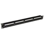 Link pannello patch 24 porte non schermate categoria 6a con supporto cavi  con etichetta e protezione trasparente su ogni porta