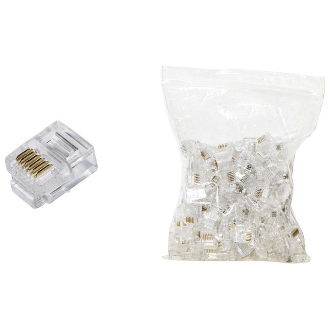 Link confezione 100 plug telefonici 6 conduttori 6 posizioni 6p6c rj12