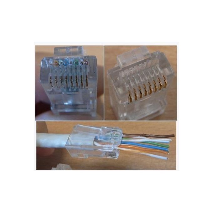 Link confezione 100 connettori 8 poli cat 5e utp non schermato rj45 con fori per agevolare inserimento cavi