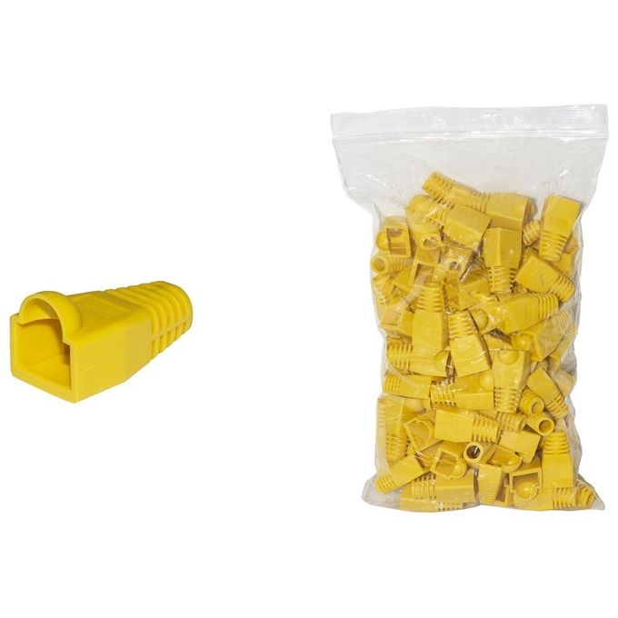 Link confezione 100 copriconnettori 6mm per plug rj45 8 poli cavo cat 5e- 6 giallo