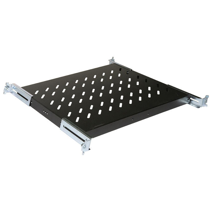 Link Ripiano Universale per Armadio Rack 19'' Allungabile 570mm con 4 Agganci Nero