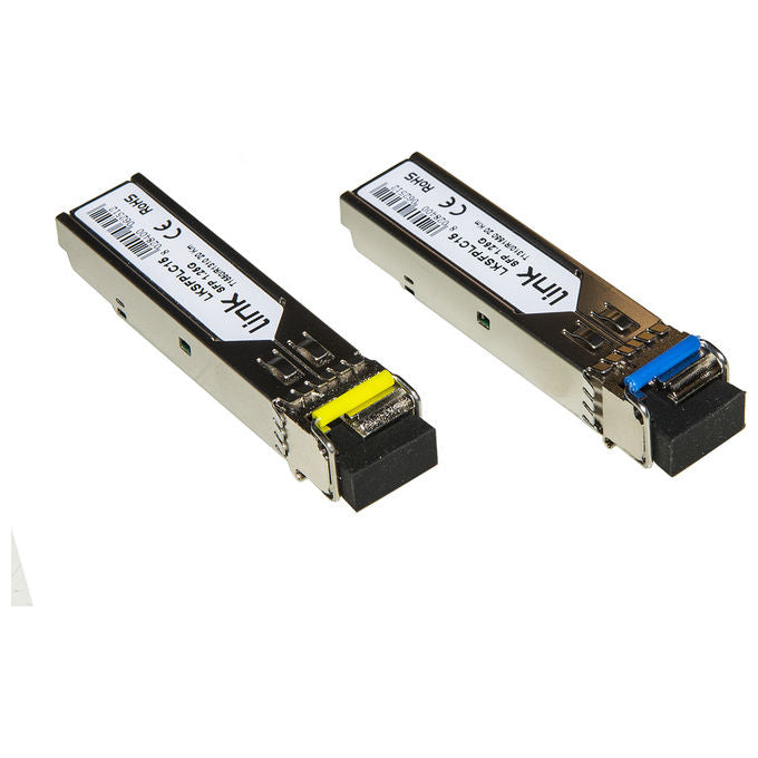 Link Coppia Moduli Minigbic Sfp Singlemode LC Simplex Tx1310nm-Rx1550nm 1,25gbps con Ddm 20km