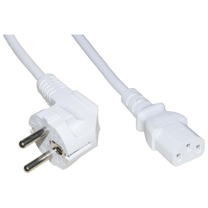 Link cavo alimentazione mt. 1.80 spina tedesca 90 gradi 250 v - presa iec vde Bianco