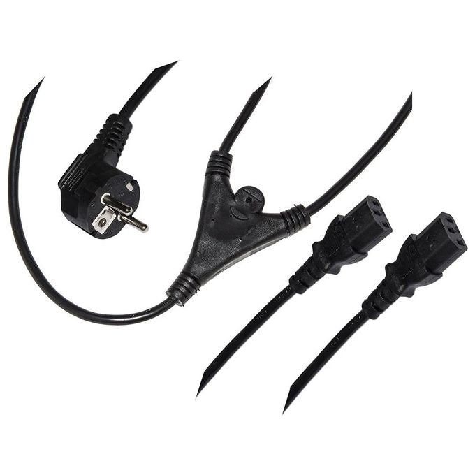 Link cavo alimentazione da spina tedesca schuko a doppia presa femmina iec c13 mt.1,7