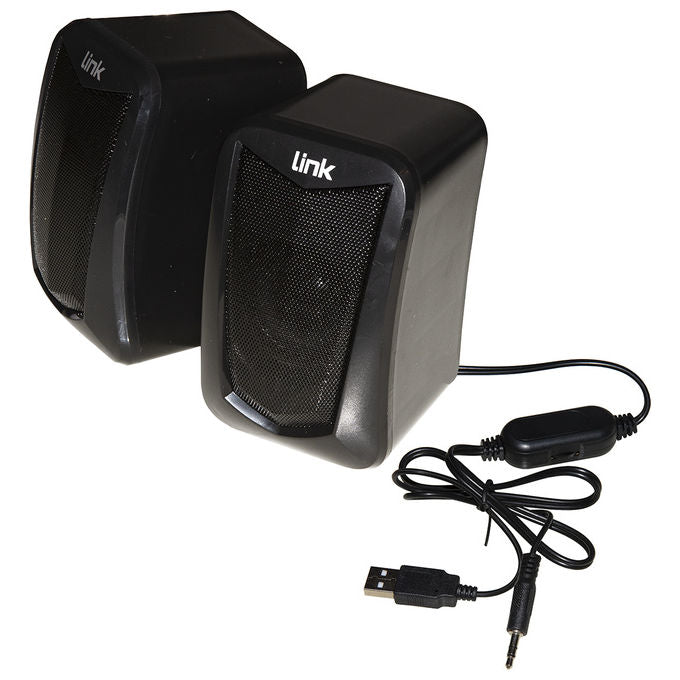 Link LKSP03 Casse PC Stereo 2.0 5W USB Jack 3.5mm con Controllo Volume colore Nero