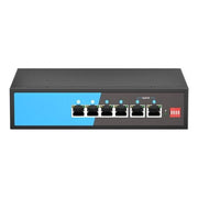 LINK LKSPOE4G1 Switch di Rete Non Gestito 6 Porte Gigabit 4 PoE+ 65 W 2 Uplink 10-100-1000 Mbps Metallo Silenzioso colore Nero