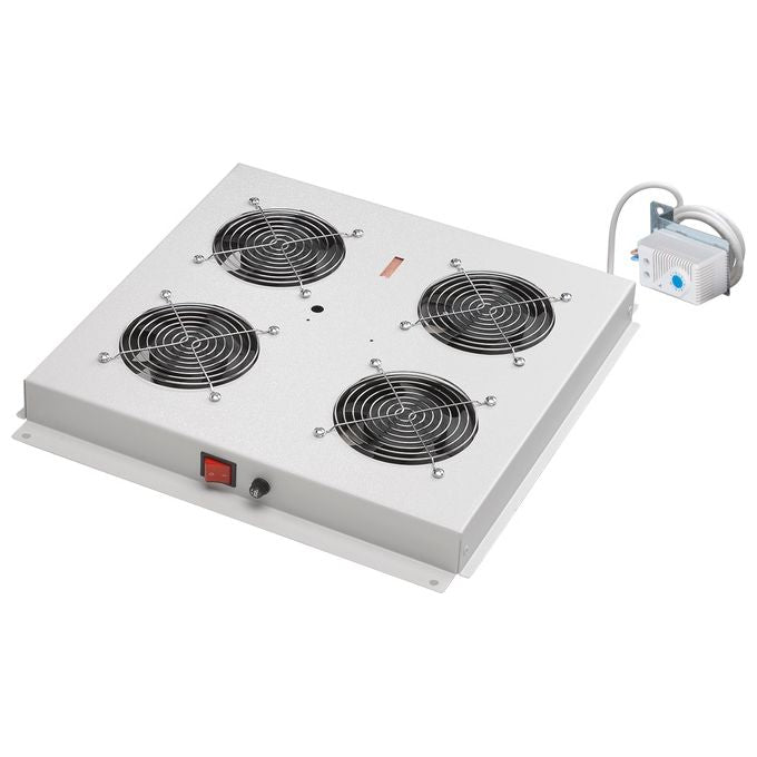 LINK LKVENT2P Gruppo 2 Ventole con Termostato per Armadi Rack Serie EAVI 220V 120x120x38 mm con Cavo 1.5 m Spina Schuko colore Grigio
