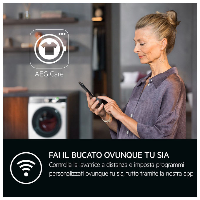 AEG LWR9C16BAY Serie 9000 Lavasciuga ÖKOKombi AbsoluteCare 10-6 Kg 1600 rpm Classe B Pompa di Calore Wi-Fi (87x60x64 cm) colore Bianco