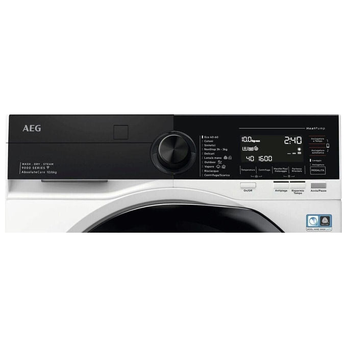 AEG LWR9C16BAY Serie 9000 Lavasciuga ÖKOKombi AbsoluteCare 10-6 Kg 1600 rpm Classe B Pompa di Calore Wi-Fi (87x60x64 cm) colore Bianco