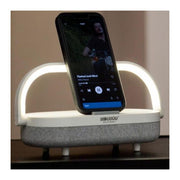 Dudu'u M-000 Mood Lampada Multifunzione 4 in 1 con Speaker Bluetooth 5.0 Ricarica Wireless Qi 10W Powerbank 5000 mAh Supporto Smartphone Type-C colore Bianco