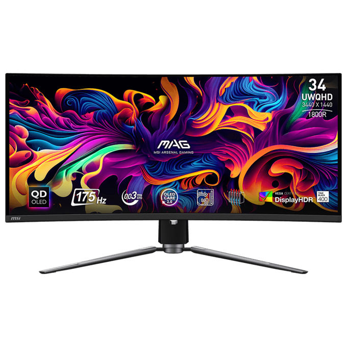 MSI MAG 341CQP QD-OLED Monitor Gaming 34'' UltraWide QHD 3440x1440 QD-OLED 175Hz 0,03ms HDR400 1800R colore Nero