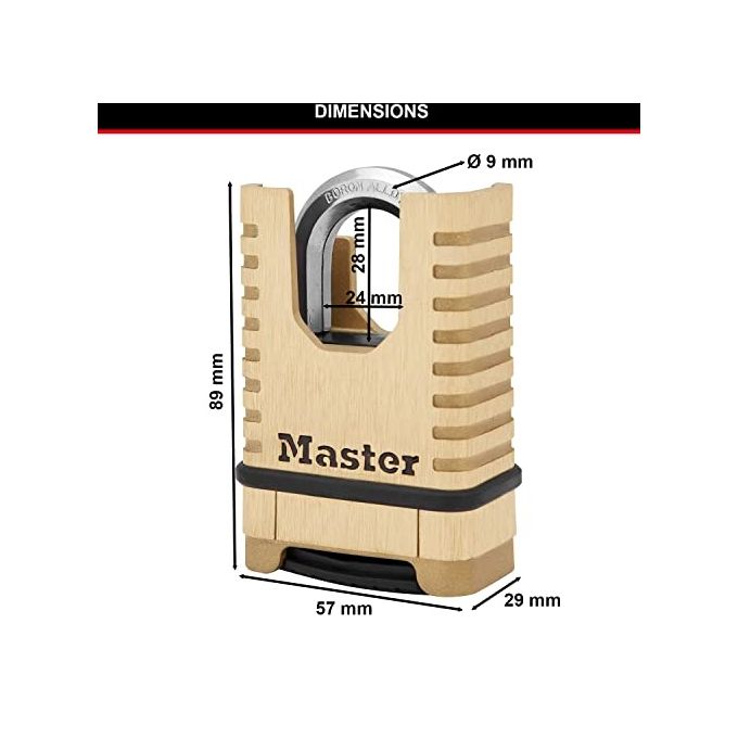 Master Lock M1177EURDCC Lucchetto a Combinazione Ottone Massiccio