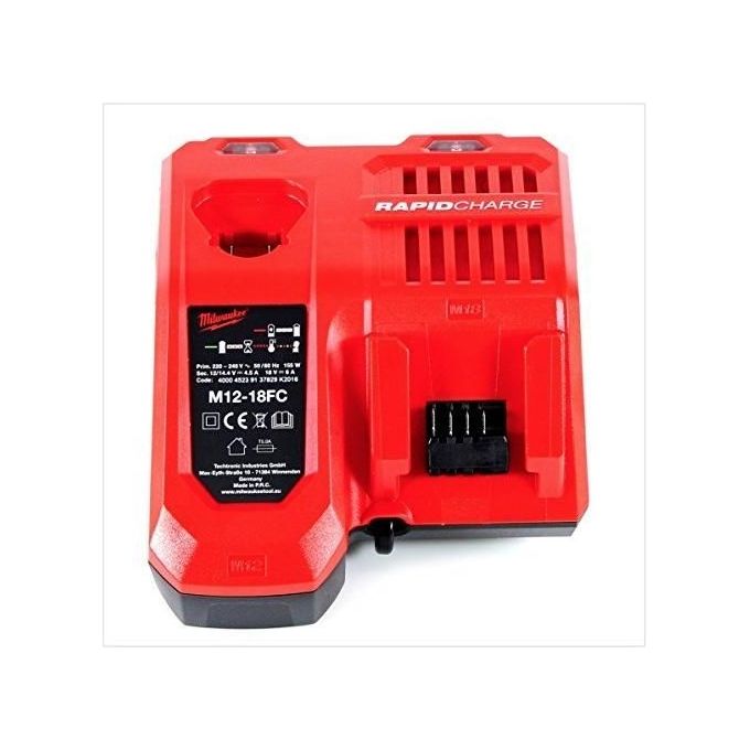 Milwaukee 4932451079 M12-18FC Caricabatterie Rapido Li-Ion 12V 18V compatibile M12 M14 M18