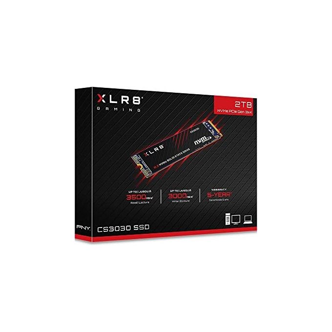 PNY M280CS3030-2TB-RB XLR8 CS3030 SSD Interno M.2 NVMe PCIe Gen3 2TB Lettura 3500 MB-s Scrittura 3000 MB-s 3D TLC