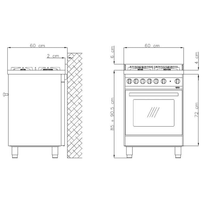 Lofra M66MF-C Cucina a Gas con Forno Ventilato, 60x60cm