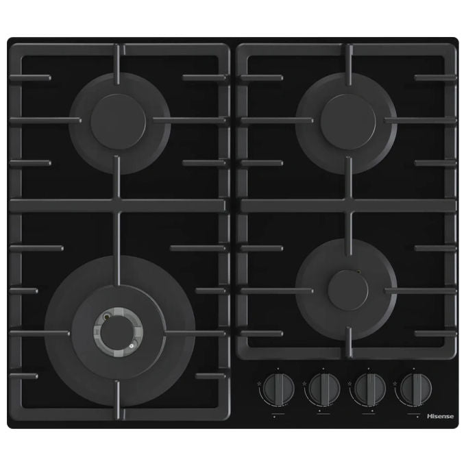 Hisense GG663BHF Piano cottura Gas da incasso 60 cm 4 fuochi Wok griglie ghisa colore Nero