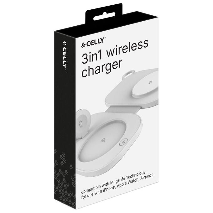 Celly Caricabatterie Wireless 3 in 1 Magpocket3in1 15W Bianco