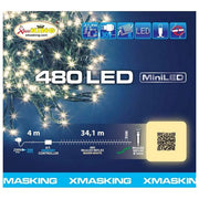 Lotti HJ30PNK-480-WW-DC44 Catena Luminosa MiniLED Esterno 480 LED 34,1 m 7,20 W IP44 8 Giochi di Luce Memory Controller colore Bianco Caldo