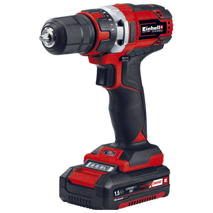 Einhell 4513914 Power X-Change Trapano Avvitatore a Batteria 18V 35 Nm 21 livelli coppia Li-Ion 1,5 Ah LED Softgrip