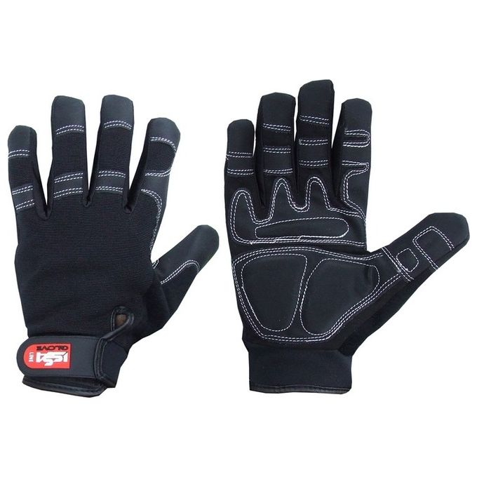 Issaline ISSA SHOCK 07206 Guanti da Lavoro Palmo Pelle Sintetica Imbottitura Gel Antivibrazione Unisex colore Nero