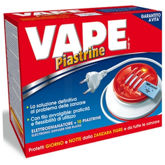 Vape 2207442 Classic Elettroemanatore a Filo con Piastrine Antizanzare 10 Piastrine 12 ore Zanzare Comuni e Tigre