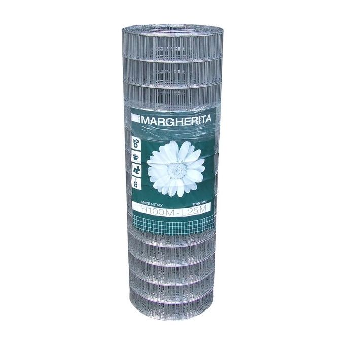 Cavatorta SZ09150025B Margherita Rete elettrosaldata zincata maglie 50x75 mm altezza 150 cm lunghezza 25 m colore Zinco