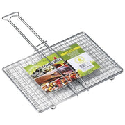 Ompagrill B02737 Graticola Doppia Bombata per Barbecue Senza Piedi Acciaio Cromato 27x37 cm colore Grigio