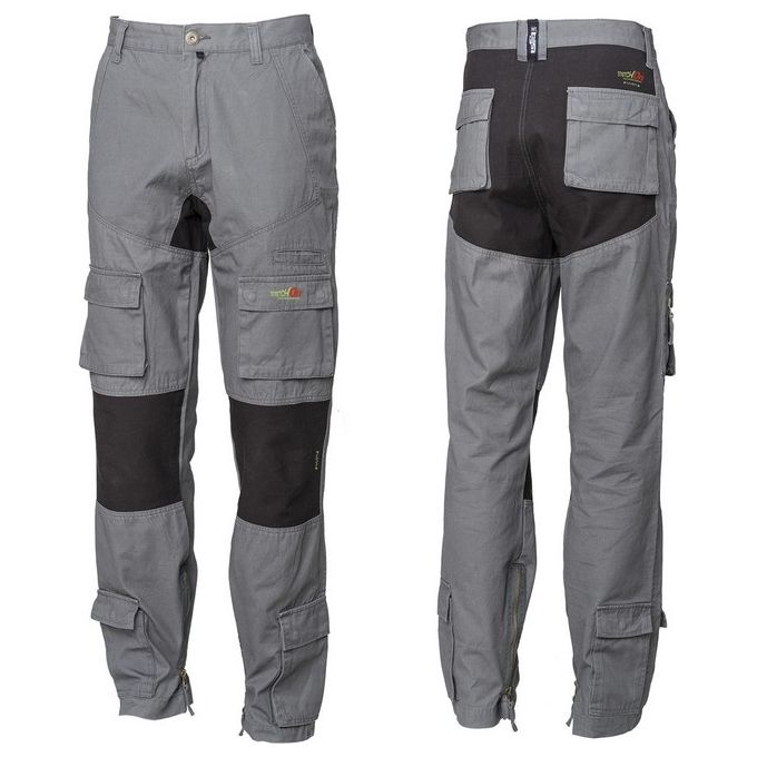 Issaline 8738 Stretch-On Pantalone da Lavoro Multitasche 100% Cotone Canvas Inserti Elasticizzati Taglia XL colore Grigio