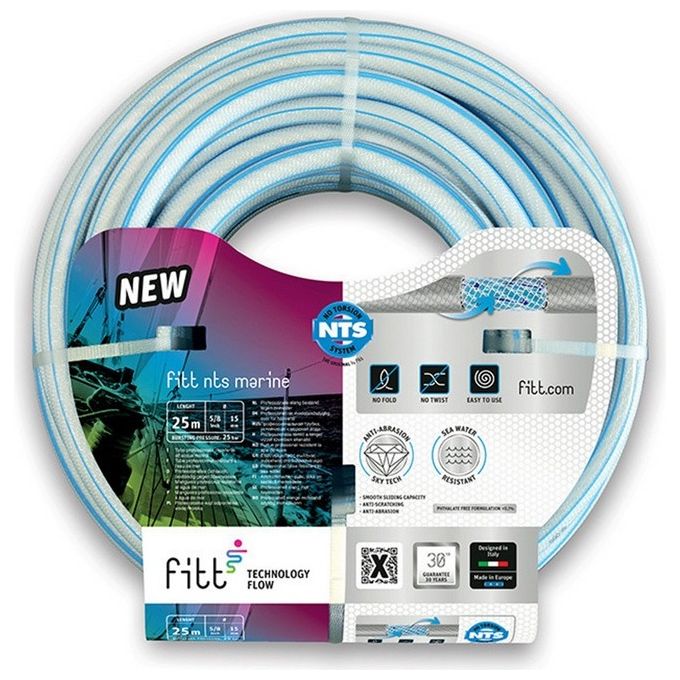 Fitt MARINE NTS Marine Tubo per Nautica 50 m 15 mm 6 strati anti-alga resistente UV acqua salata colore Bianco blu