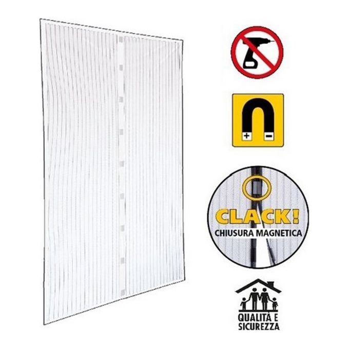 IRS 85136 Ecco Magnet Zanzariera a Tenda Magnetica per Porta 120x240 cm 2 Pannelli colore Bianco
